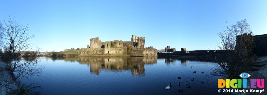 FZ010620-6 Caerphilly castle reflected in moat